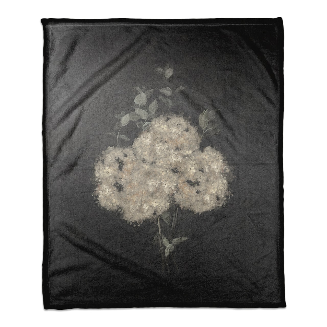 50" x 60" Moody Chalk Background Hydrangeas Coral Fleece Blanket